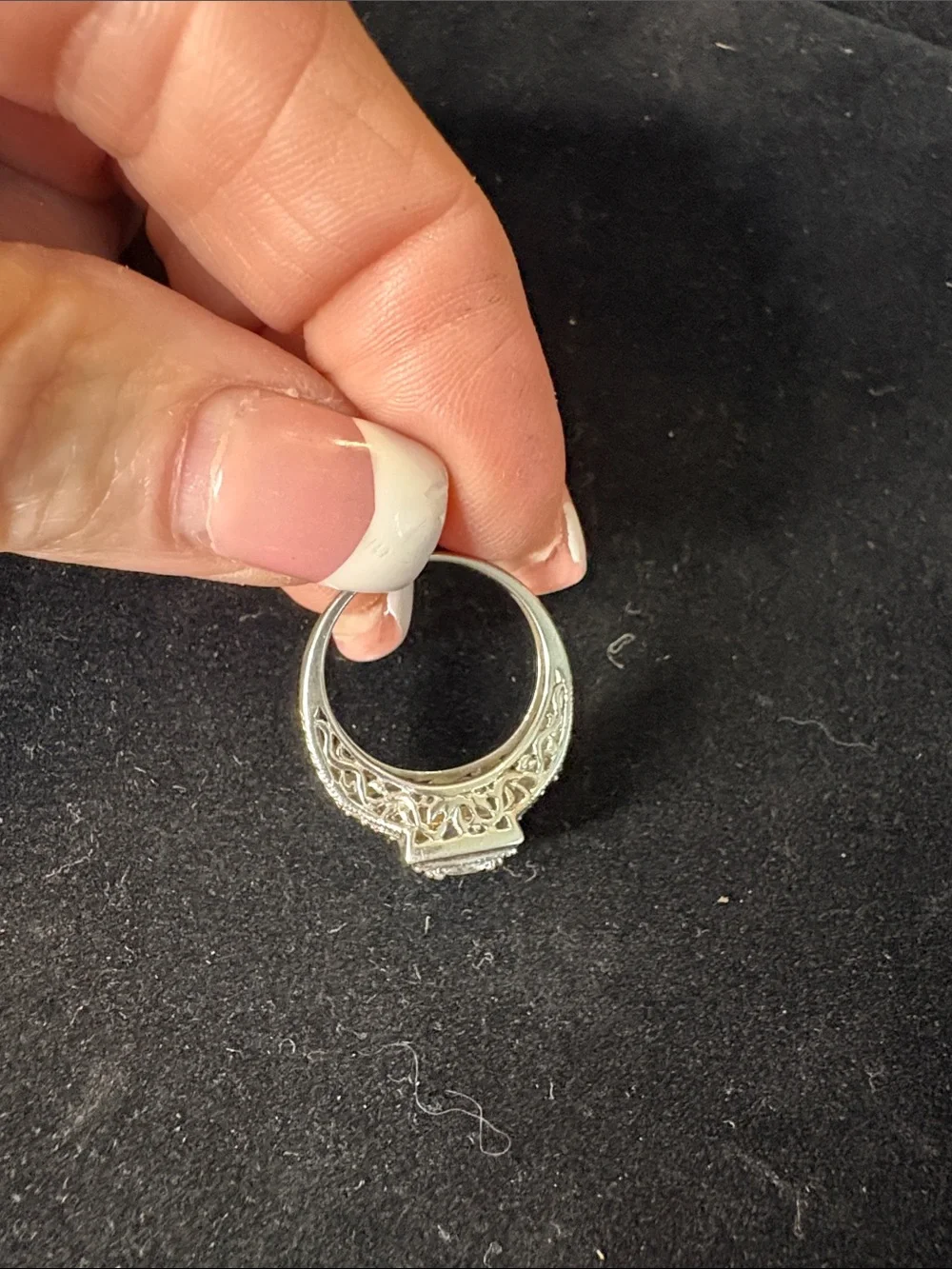 Vintage-Inspired Silver 925 Cubic Zirconia Halo Engagement Ring - White Sz 6